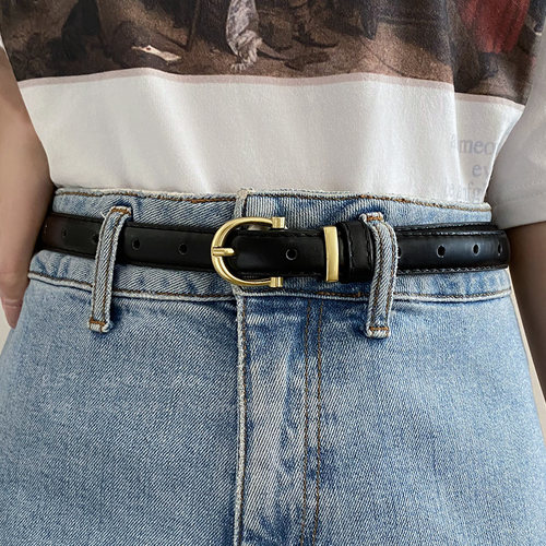 超百搭高级感黑色细腰带女