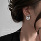 85度灰金属不规则凹凸亮面耳钉女ins冷淡风气质耳环个性 百搭耳饰