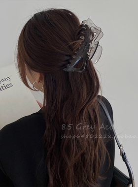 85度灰醋酸蝴蝶结发夹女小众后脑勺盘发抓夹洗澡大号鲨鱼夹子发饰