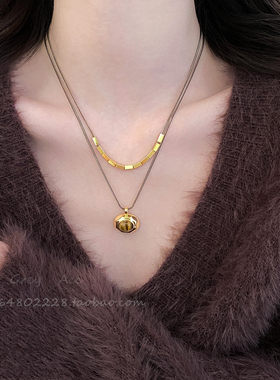 金色双层叠戴项链女款秋冬