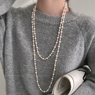 多层叠戴珍珠毛衣链女秋冬季轻奢简约高级感长款项链个性气质配饰