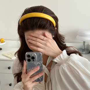 韩系简约百搭皮质亮面发箍女气质网红高颅顶头箍外出洗脸发卡头饰