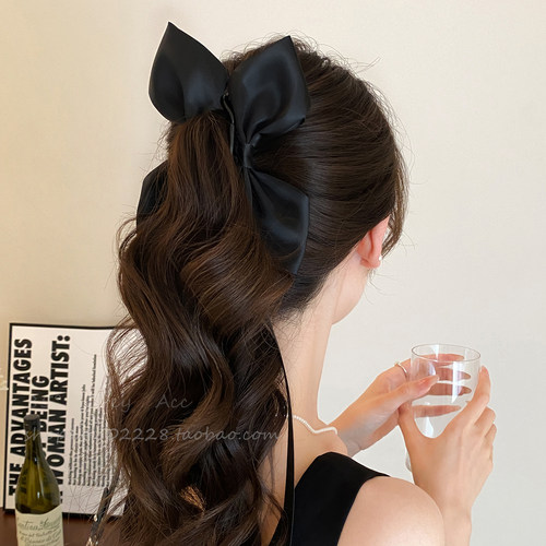 芭蕾风缎面蝴蝶结飘带香蕉夹女