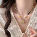 天然石玛瑙锁骨链2025新款 高级感轻奢复古小众民族风吊坠串珠项链