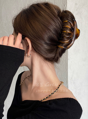 85度灰复古玳瑁抓夹女ins风后脑勺盘发头饰网红气质磨砂大号发夹