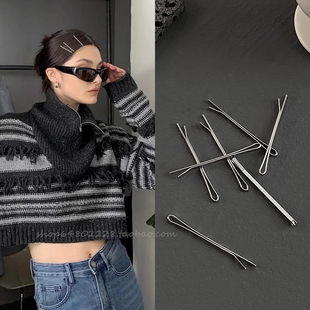 简约银色刘海侧边夹女秋气质高级感一字夹网红碎发夹时尚发卡头饰