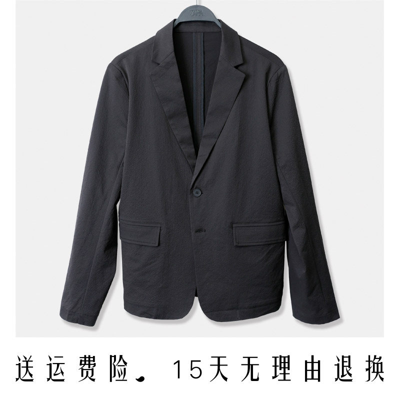 ZA男装春季新品泡泡纱质感休闲西装薄款外套男士便西7380550 800