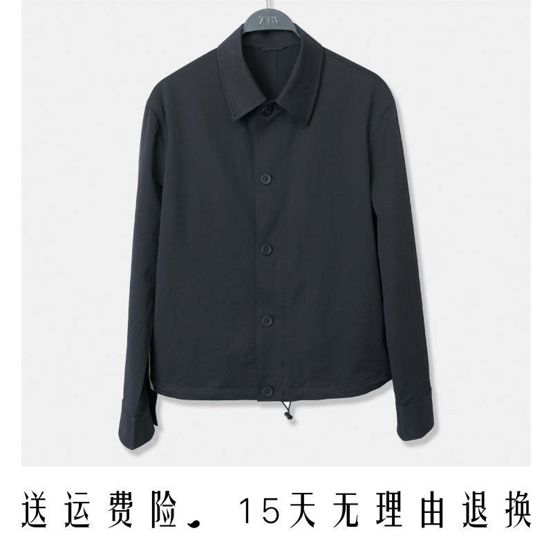 宽松泡泡纱长袖衬衫翻领外套