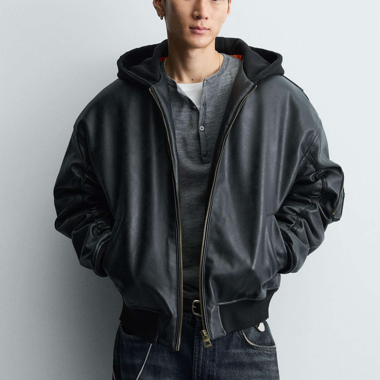 柜699！连帽仿皮宽松棉服厚外套