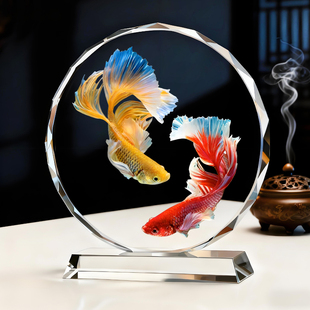 双锦鲤图摆件年年有余鲤鱼运财聚财客厅办公室电视柜家居前台摆台