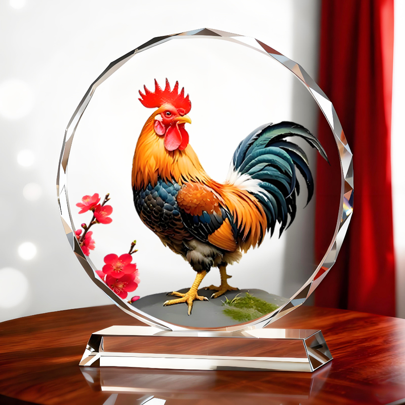 大公鸡水晶摆台雄鸡生财招财桌面办公室客厅中式高档创意新款摆件