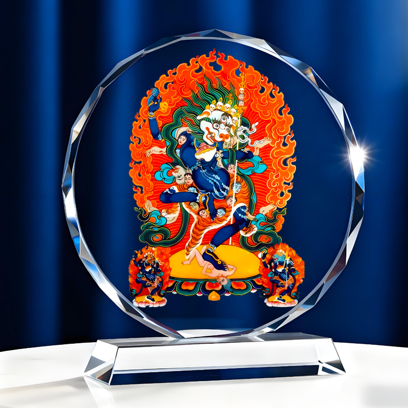 狮面空行母画像佛像摆件藏传密宗唐卡家用桌面供奉品结缘水晶摆台