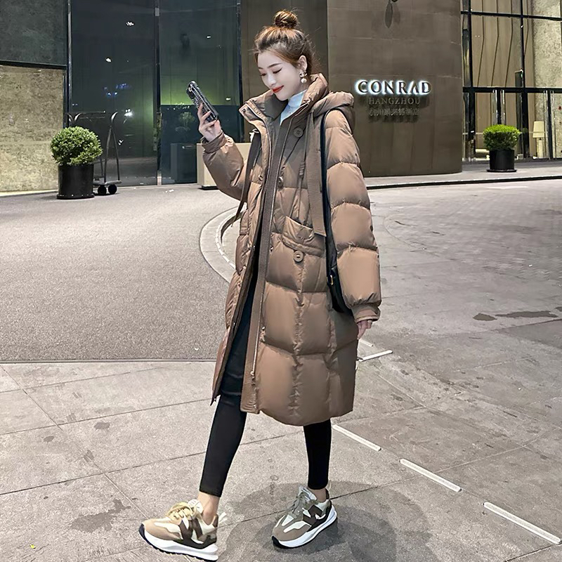 羽绒棉服宽松女中长款冬2024新款今年流行爆款连帽大衣外套高级感