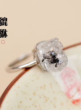 招财暴富上岸小貔貅闪灵钻戒指