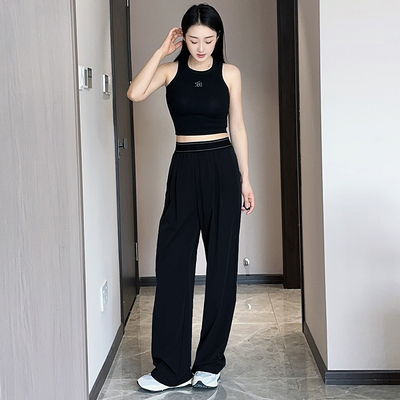 运动阔腿裤女高腰宽松显瘦