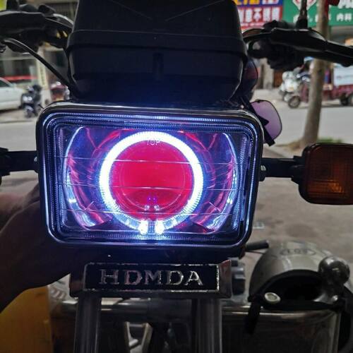 铃木王GS/CG125大灯总成方灯改装Q5LED透镜钻豹天使眼恶魔眼海5