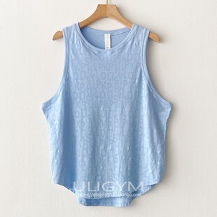 字母缕空透气速干运动背心女可外穿瑜伽服跑步健身训练罩衫上衣