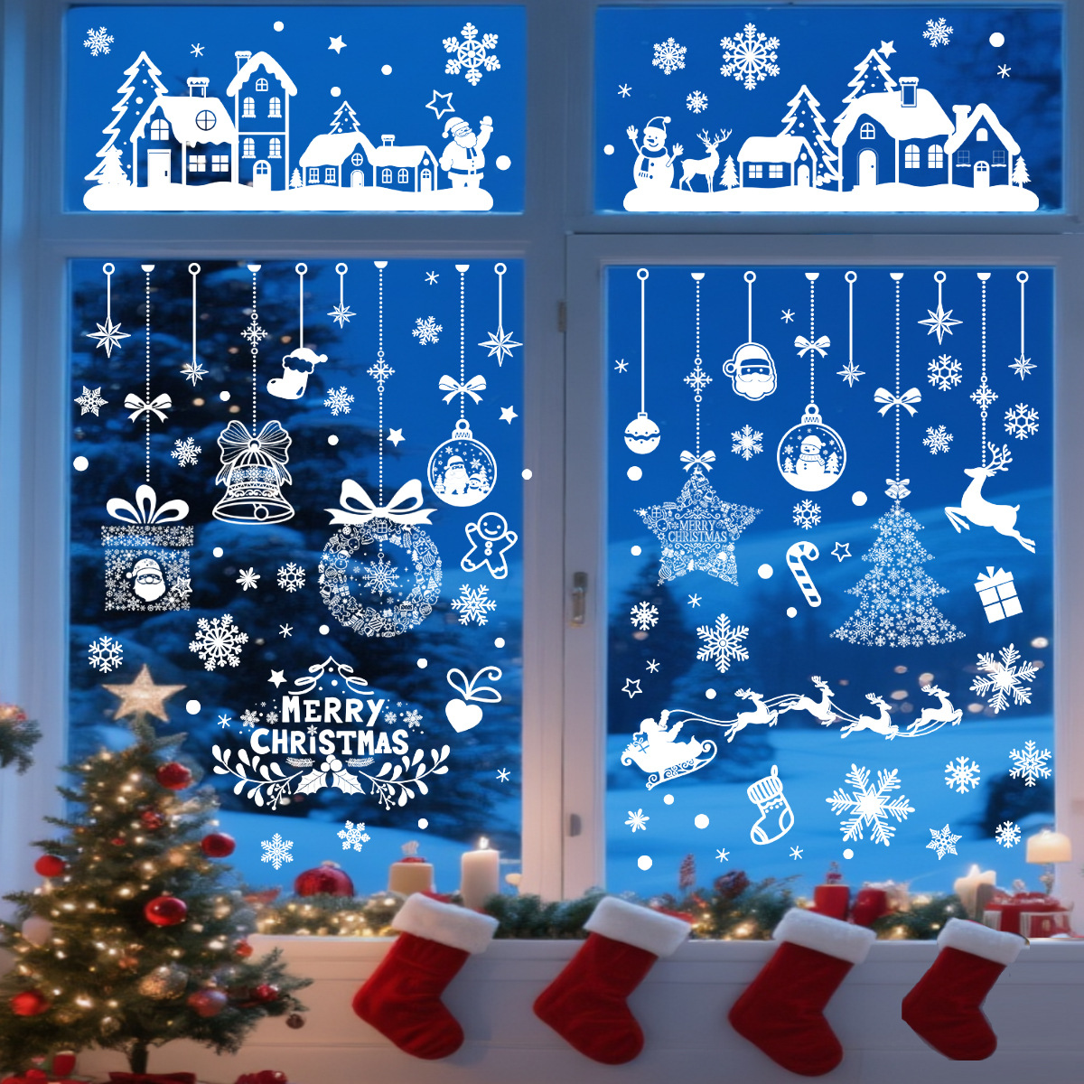 2026新款圣诞节静电贴纸橱窗玻璃