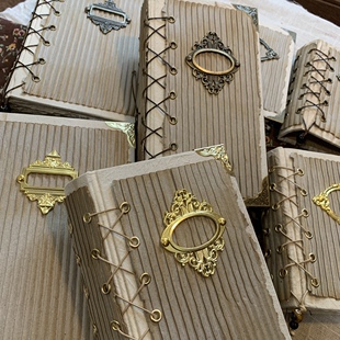 手工自制绑带元 journal手撕边染纸内页送礼物 素轻复古手帐本junk