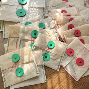 包装 手帐素材个性 journal 圣诞配色手工小信封junk