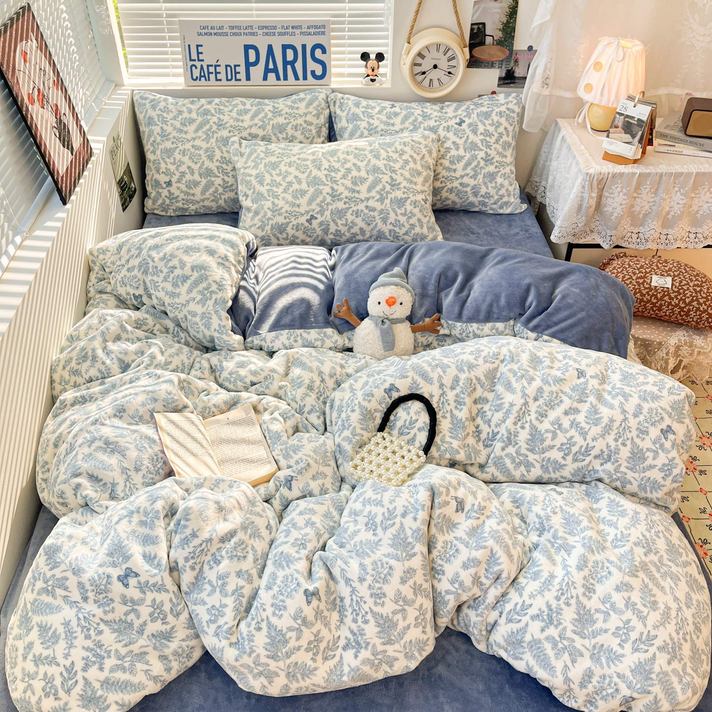 可爱清新牛奶绒加厚保暖四件套加绒单被套床单床笠双面绒加大被罩