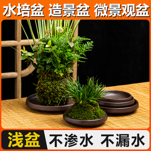 吸水石盆景底座石盘上水石托盘假山盆花盆石头专用盆接水盘石盆托