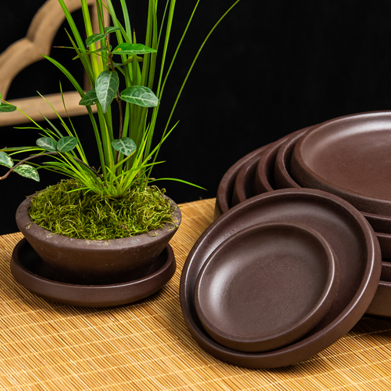 紫砂托盘园艺花盆托盘圆形大小规格盆栽方圆接水盘绿植装饰家用托