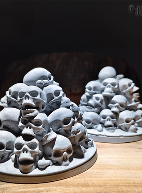 将作手造水泥摆件骷髅头木乃伊鱼缸造景诡异风