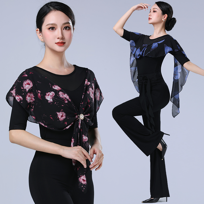 新款摩登舞上衣拉丁舞練功形體服