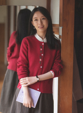 18QDM-030【佳期】前世今生温婉大方短款绣花圆领棉直身开衫