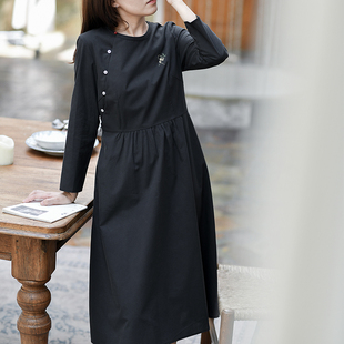 不.退换5-24QDC-061【月下桂香】前世今生复古文艺简约绣花连衣裙