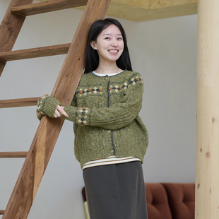 26CXM-001【春在芳野】前世今生复古温婉文艺减龄羊毛混纺开衫