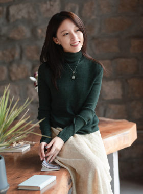 21QDM-061【简影】前世今生复古温婉简约大方高领薄针织套头打底