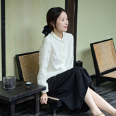 直身型衬衫 25QDA 前世今生复古中式 直门襟立领长袖 071 戏蝶