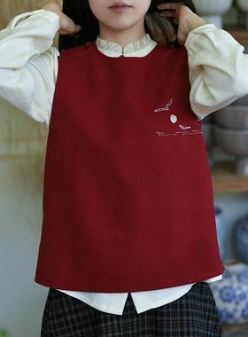 24QDA-293【雁吟长空】前世今生复古文艺新中式圆领刺绣马甲