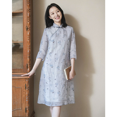 前世今生复古风温婉立领斜襟旗袍