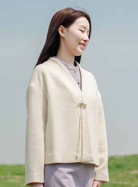 85-21QDA-089【落微霜】前世今生复古温婉轻中式V领短外套