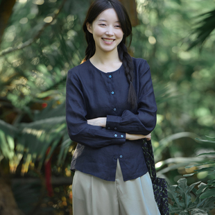 苎麻衬衫 26CXA 前世今生复古文艺圆领直门襟长袖 柔风 360