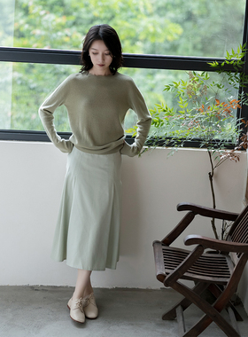 23QDC-074【风烟清】前世今生简约文艺日常百搭压褶半裙