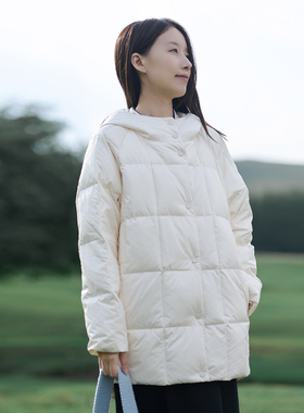 25QDA-301【素云轻暖】前世今生复古简约文艺连帽中长款羽绒服