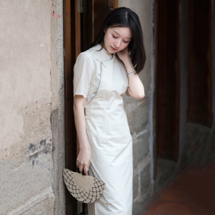立领修身 24CXC 前世今生复古新中式 一枕松风 波点长旗袍 229