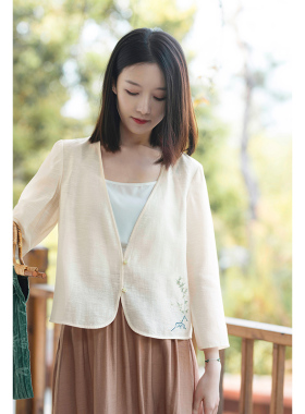 23CXA-138【吟风咏月】前世今生复古温婉文艺V领搭配吊带防晒罩衫