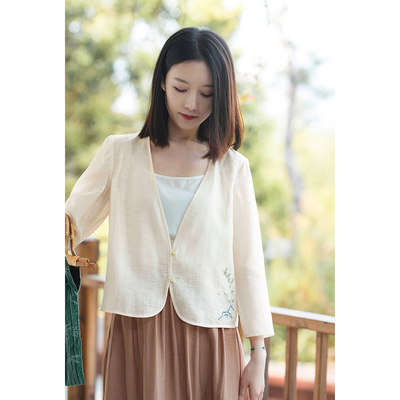 九分袖开衫绣花宽松版