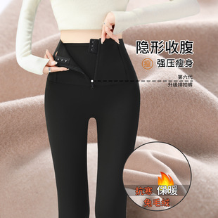 鲨鱼裤女外穿2026新款秋冬季高腰提臀强力瘦腿瑜伽黑色加绒打底裤