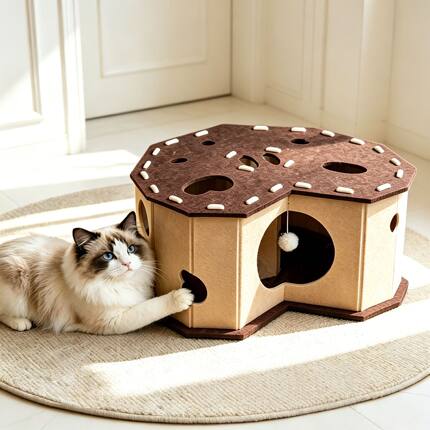 猫窝四季通用猫隧道甜甜圈轮胎毛毡猫窝半封闭式安全感猫咪躲避屋