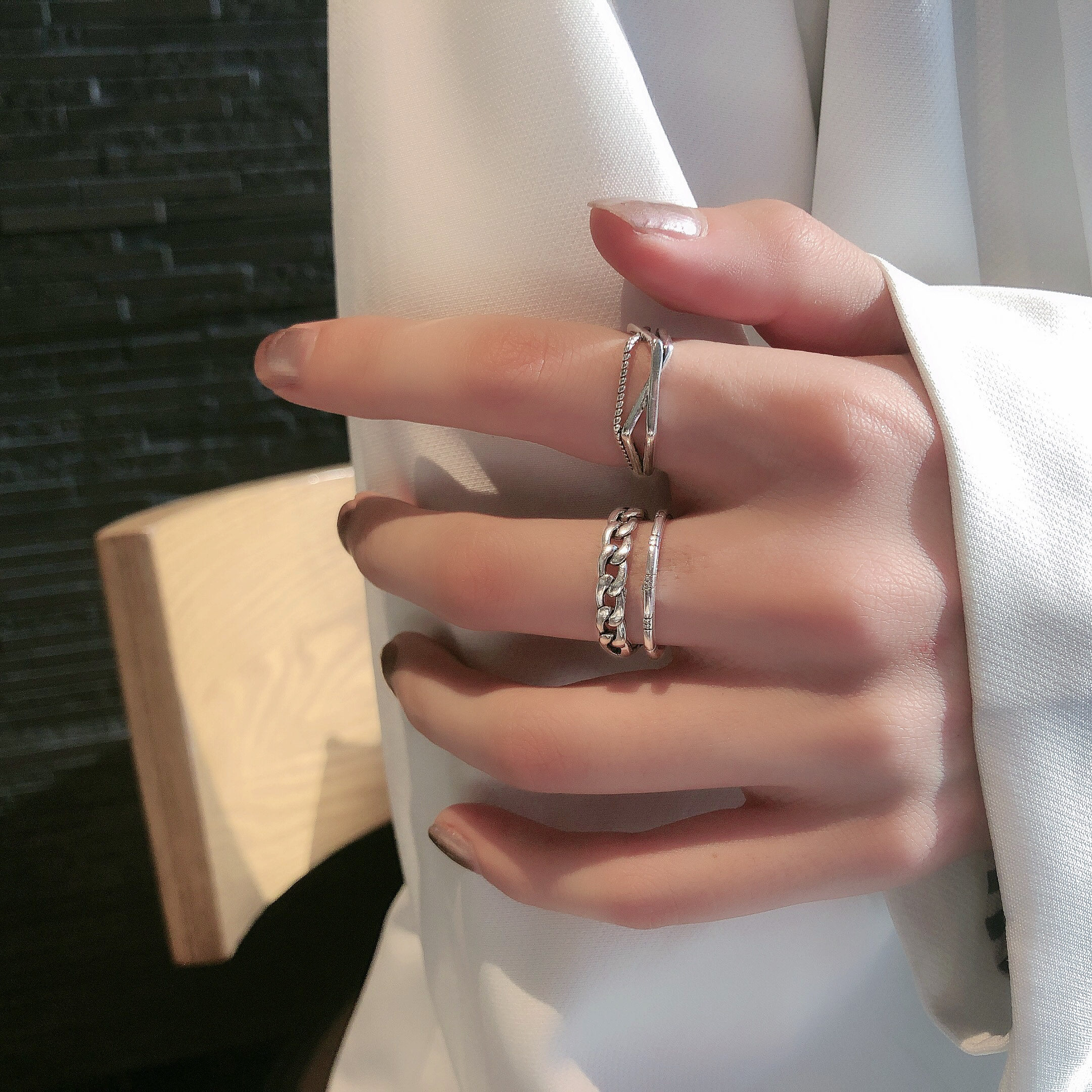 CHAIN RING WOMENS FASHION PERSONALITY INS TIDE COLD WIND INTERNET CELEBRITY RETRO HIP-HOP SUNFLOWER INDEX FINGER SINGLE