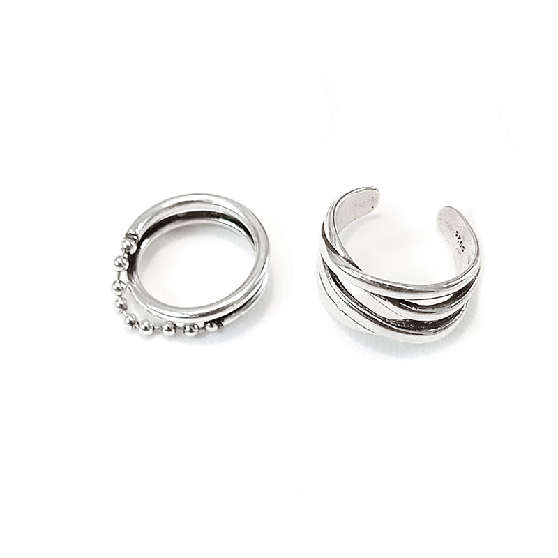 GEOMETRIC CROSS OPENING INDEX FINGER RING WOMENS INS TIDE COLD WIND RETRO THAI SILVER NICHE DESIGN INDEX FINGER RING