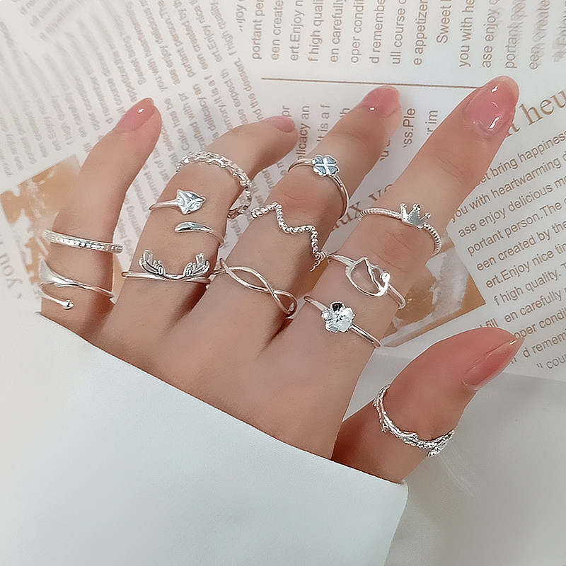 BUY 2 GET 1 FREE ALL-OVER RINGS WOMENS INS TIDE AND COLD WIND NICHE SIMPLE AND CUTE COMBINATION INDEX FINGER RING TAIL RING