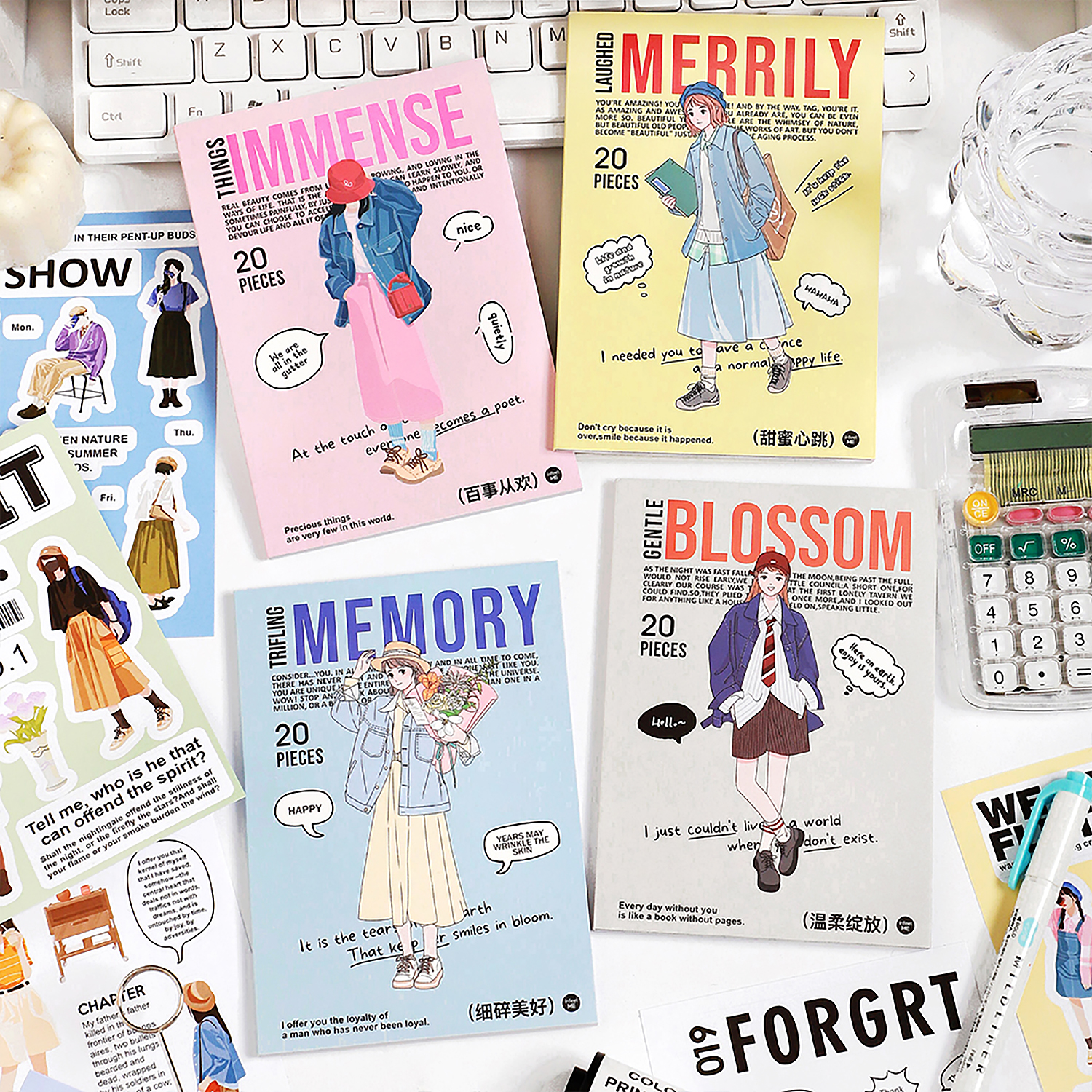 infeel.me浪漫日常不干胶贴纸本 韩系插画人物少女文艺手账装饰贴