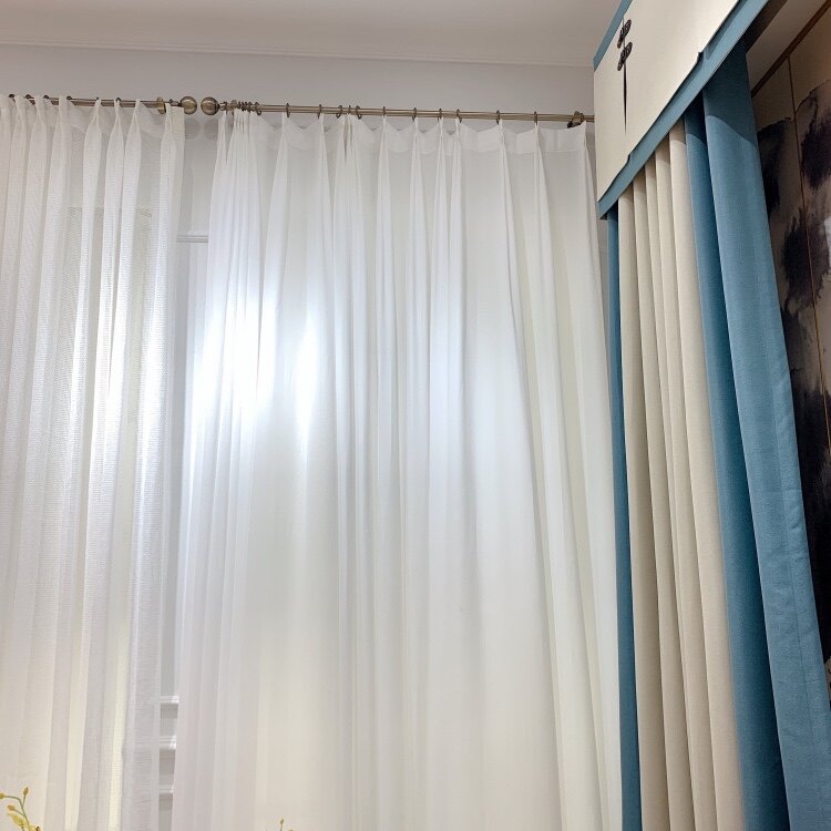 纯色白纱百搭柔丝顺滑朦胧窗纱客厅卧室轻奢简约现代窗纱工程窗纱
